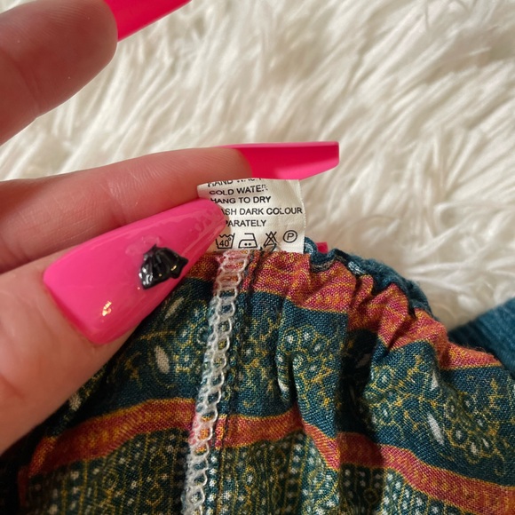 Majestic Peacock Boho Festival Hippie Indie Gypsy Harlem Palazzo Pants Green S M - Picture 11 of 14